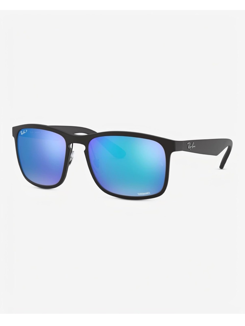 Ray-Ban Men’s Black Frame Sunglasses with Blue Mirror Lenses